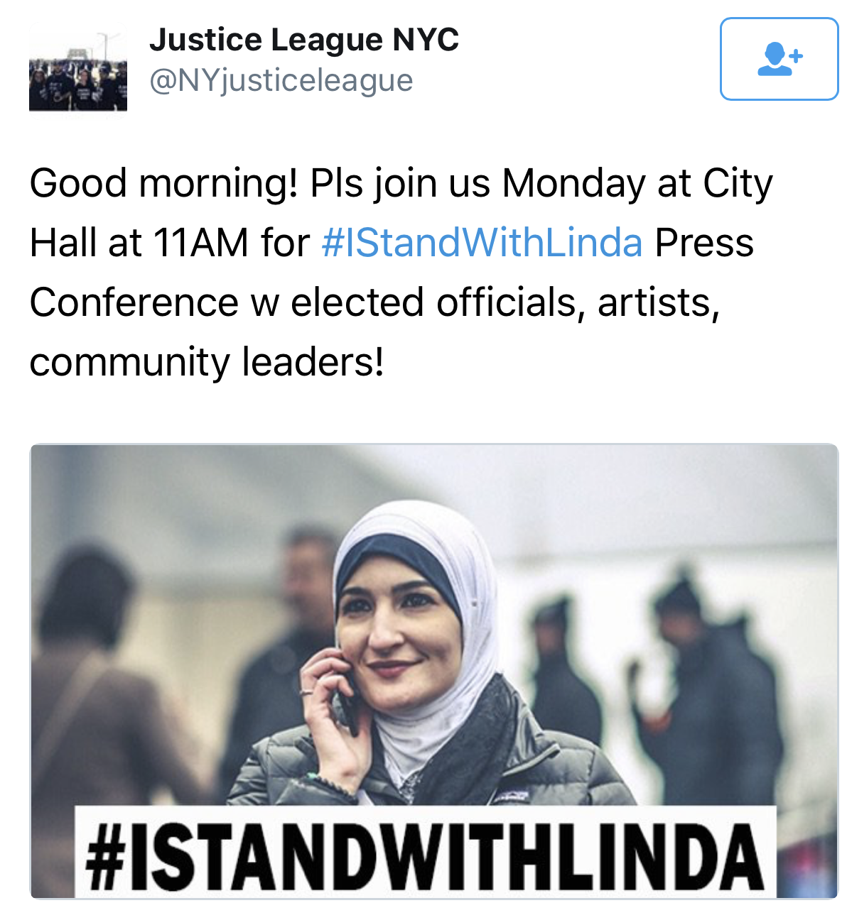I Stand With Linda (Sarsour Presser, NYC City Hall)